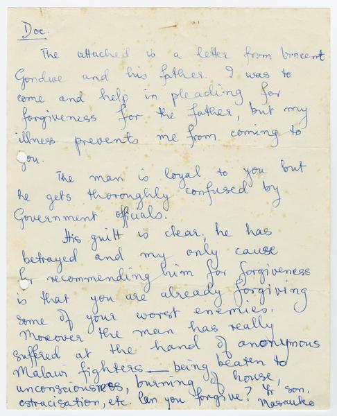 H. K. Banda Archive, 1950-1999. January 1961. (Correspondence, Dr. H. K. Banda Correspondence, 1932-1997, Chipembere, Masauko): Page 1 of 1
