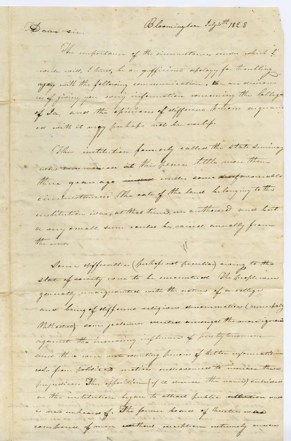 John Hopkins Harney to Andrew Wylie, 4 July 1828: Page 1 of 4