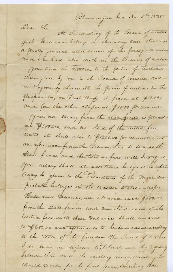 David H. Maxwell to Andrew Wylie, 5 November 1828: Page 1 of 4