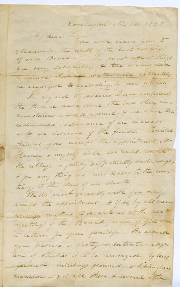 Baynard R. Hall to Andrew Wylie, 6 November 1828: Page 1 of 4