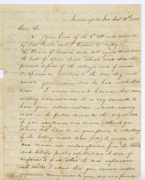 David H. Maxwell to Andrew Wylie, 18 December 1828: Page 1 of 4