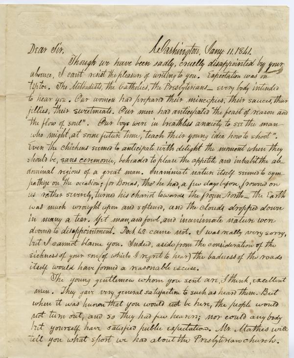 David McDonald to Andrew Wylie, 11 January 1841: Page 1 of 4