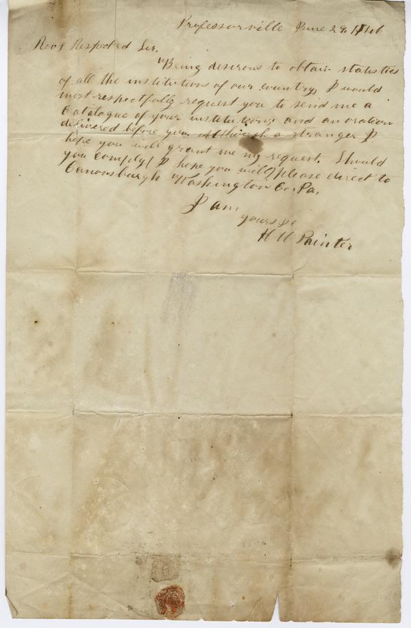 H.M. Painter to Andrew Wylie, 29 June 1846: Page 1 of 2