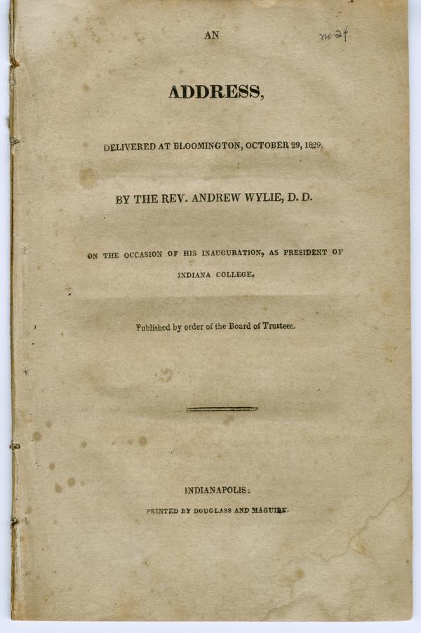 Inaugural Address of Andrew Wylie, 29 October 1829: Page 1 of 29