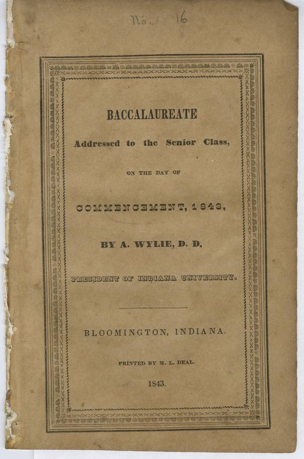 Baccalaureate, addressed to the Senior Class at the Late Commencement, 1843: Page 1 of 21