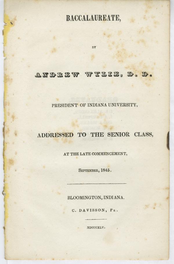Baccalaureate, addressed to the Senior Class at the Late Commencement, September 1845: Page 1 of 18