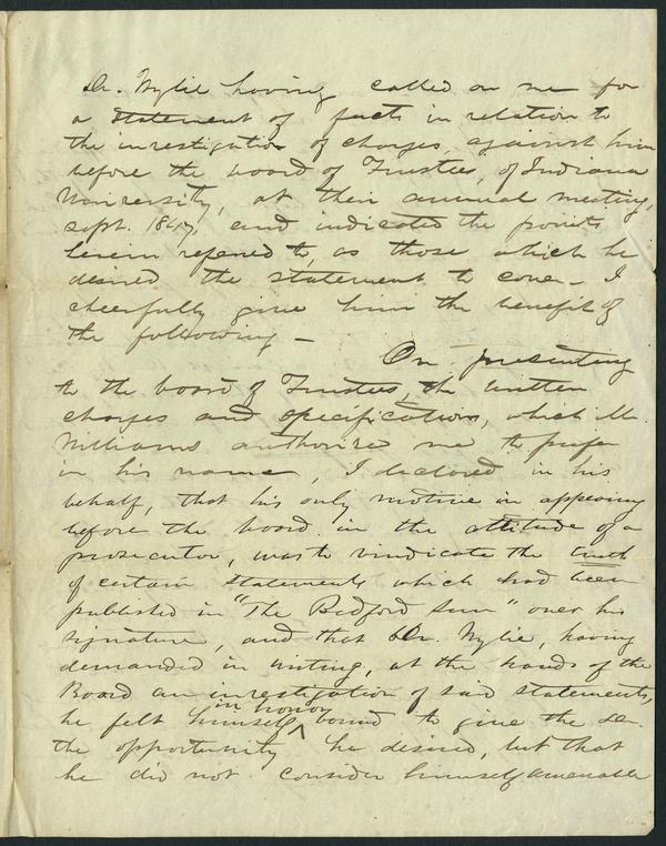 Investigation of Dr. Andrew Wylie - James Hughes’ Testimony, 4 October 1847: Page 1 of 3