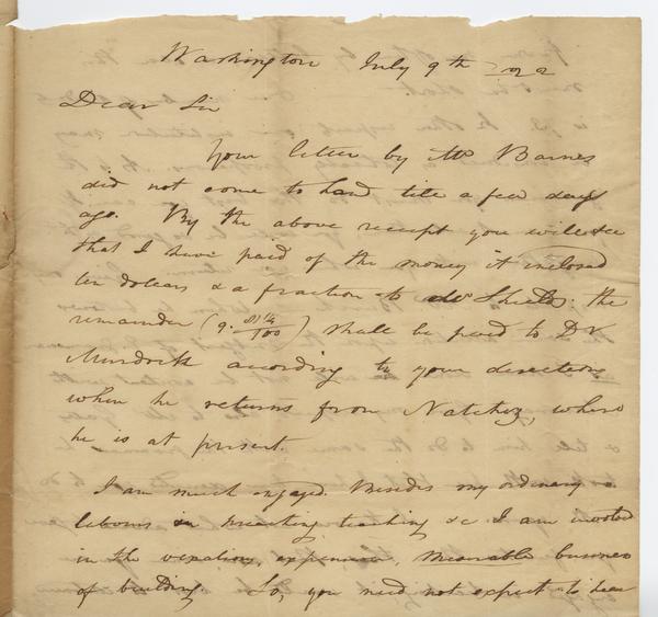 Andrew Wylie to William Holmes McGuffey, 9 July 1822: Page 1 of 4