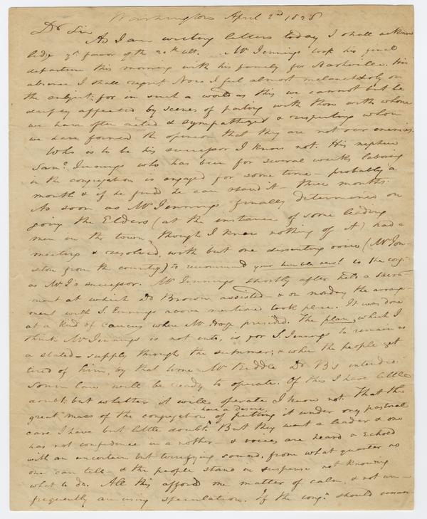 Andrew Wylie to William Holmes McGuffey, 2 April 1828: Page 1 of 4
