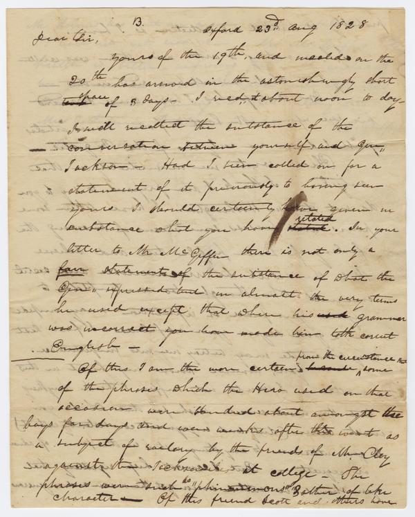 William Holmes McGuffey to Andrew Wylie, 23 August 1828: Page 1 of 4