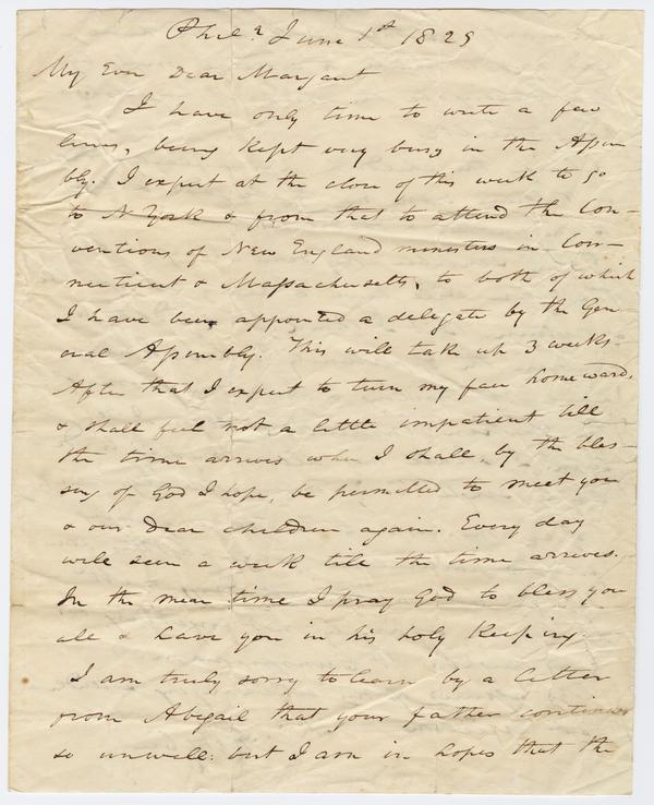 Andrew Wylie to Margaret Ritchie Wylie, 1 June 1829: Page 1 of 3
