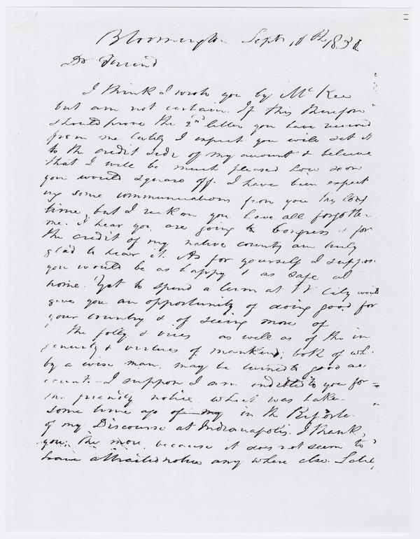 Andrew Wylie to Thomas McKennan, 10 September 1830: Page 1 of 4