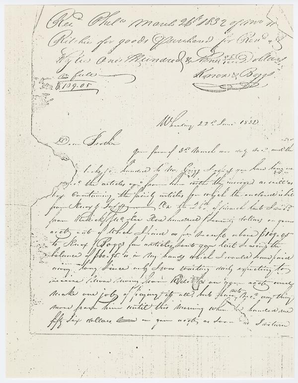 William Ritchie to Andrew Wylie, 22 June 1832: Page 1 of 4