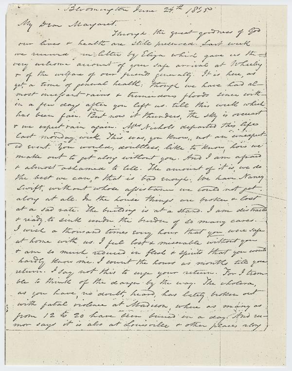 Andrew Wylie to Margaret Ritchie Wylie, 27 June 1835: Page 1 of 4