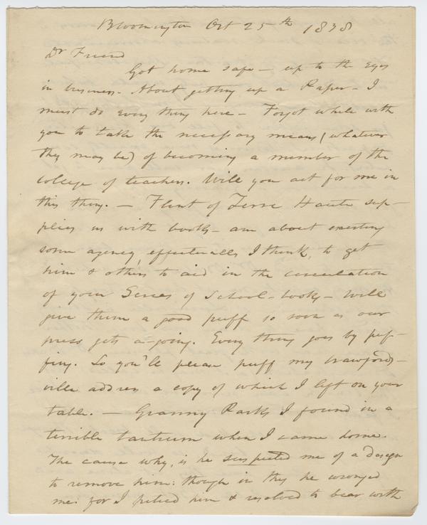 Andrew Wylie to William Holmes McGuffey, 25 October 1835: Page 1 of 4
