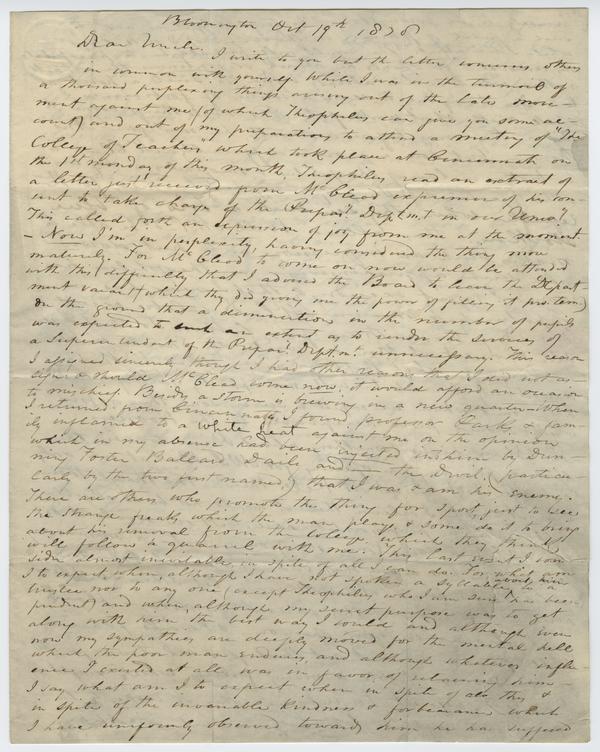 Andrew Wylie to Samuel Brown Wylie, 19 October 1836: Page 1 of 4
