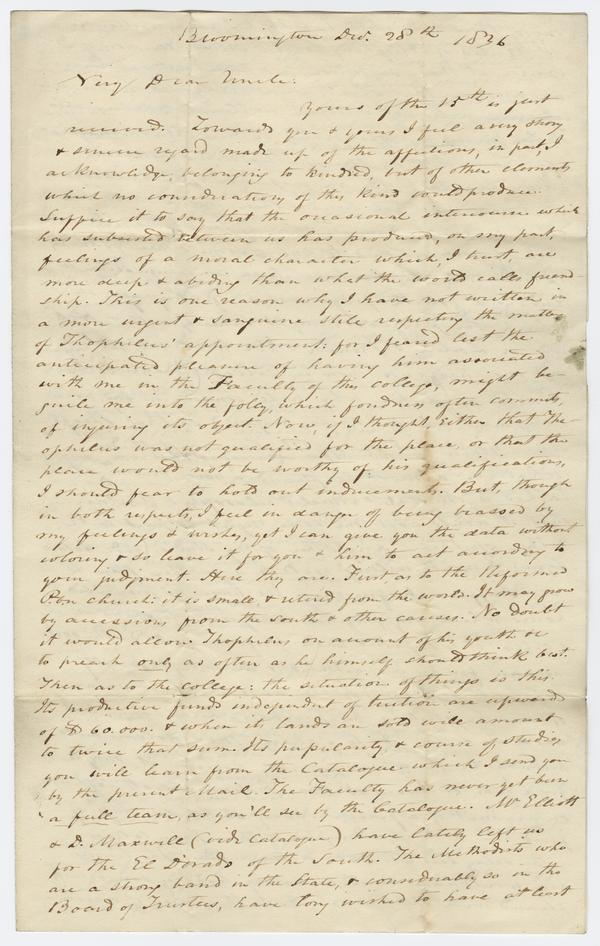 Andrew Wylie to Samuel Brown Wylie, 28 December 1836: Page 1 of 4