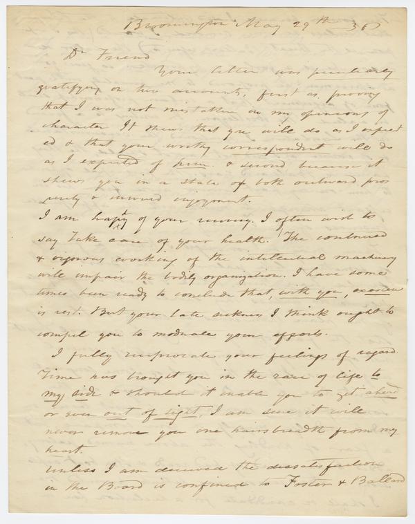 Andrew Wylie to William Holmes McGuffey, 29 May 1838: Page 1 of 4