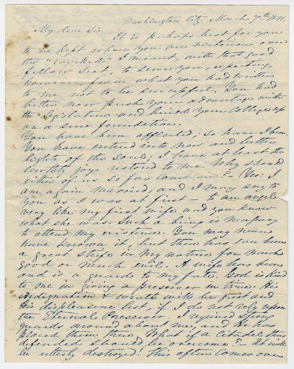 Henry A. Wise to Andrew Wylie, 7 March 1841: Page 1 of 4