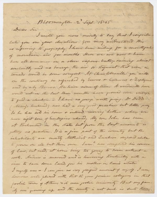 Andrew Wylie to William Holmes McGuffey, 2 September 1845: Page 1 of 2