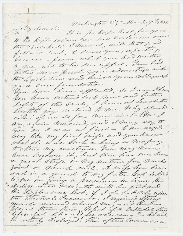 Henry A. Wise to Andrew Wylie, 7 March 1846: Page 1 of 4