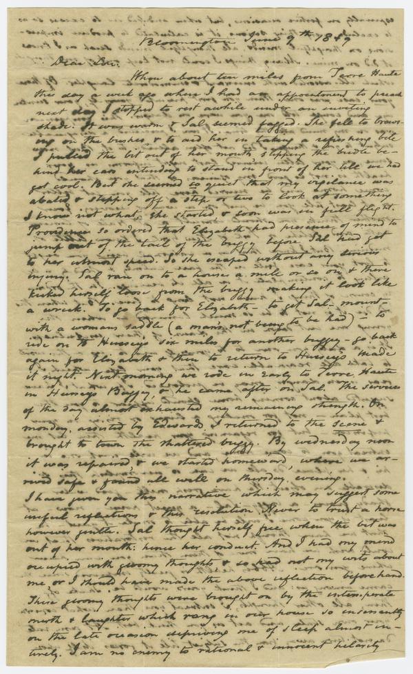 Andrew Wylie to John H. Wylie, 9 June 1849: Page 1 of 4