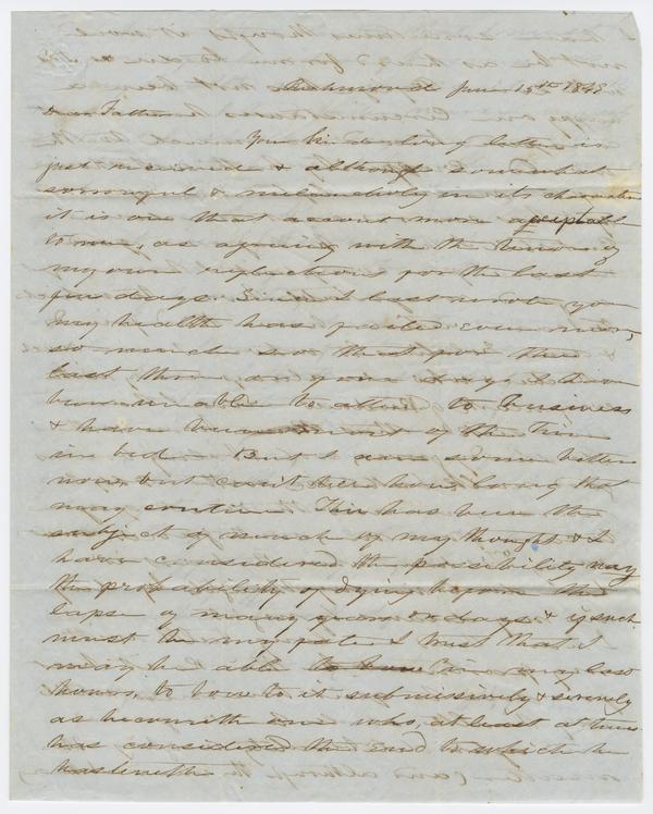 John H. Wylie to Andrew Wylie, 15 June 1849: Page 1 of 3