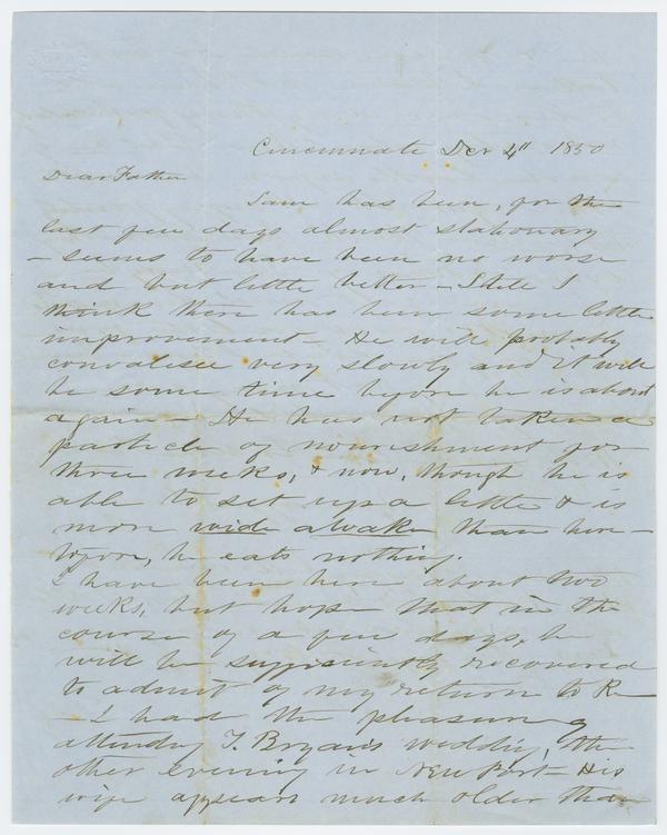 John H. Wylie to Andrew Wylie, 4 December 1850: Page 1 of 2