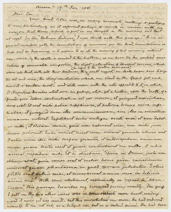 Andrew Wylie to John H. Wylie, 19 January 1851: Page 1 of 4