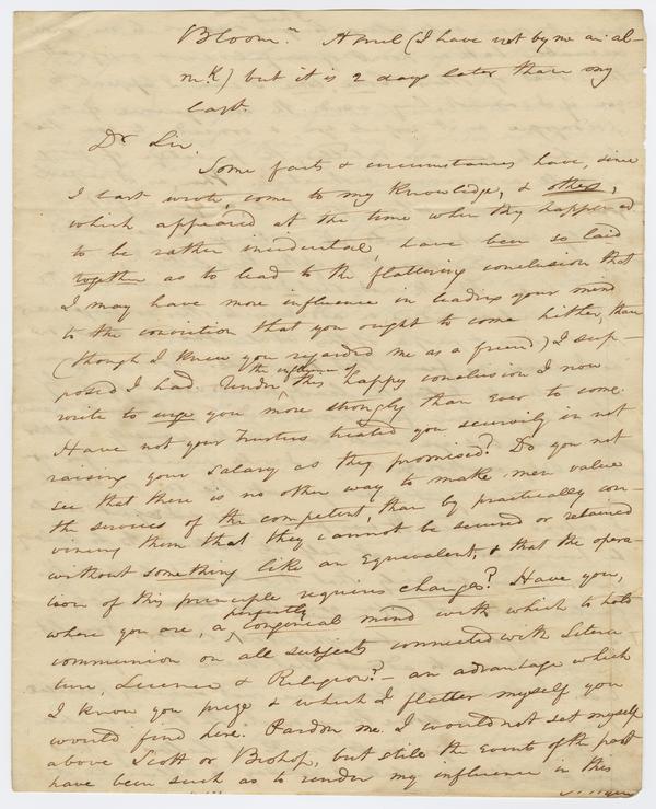 Andrew Wylie to William Holmes McGuffey, 20 April 18??: Page 1 of 4
