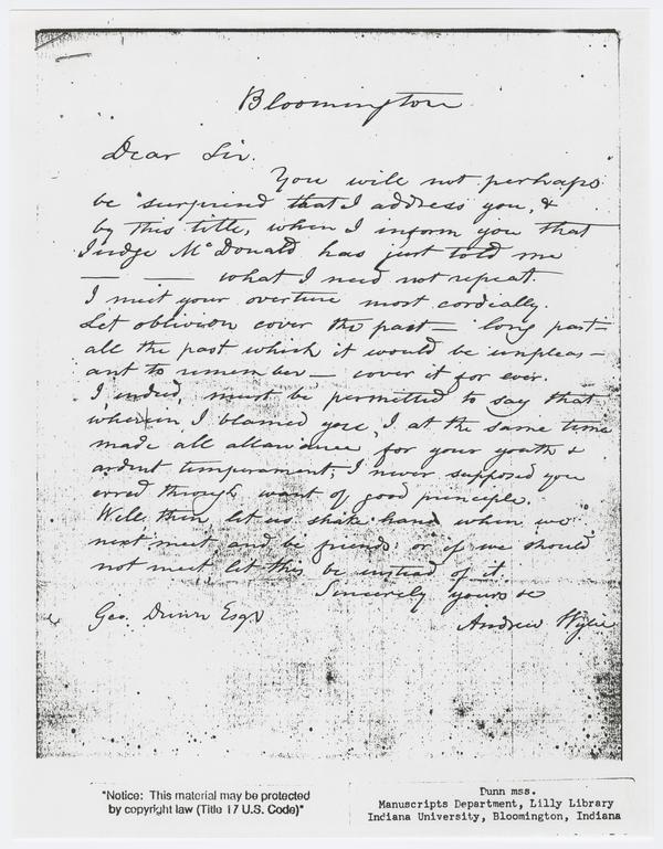 Andrew Wylie to George Dunn, 13 November 18??: Page 1 of 2