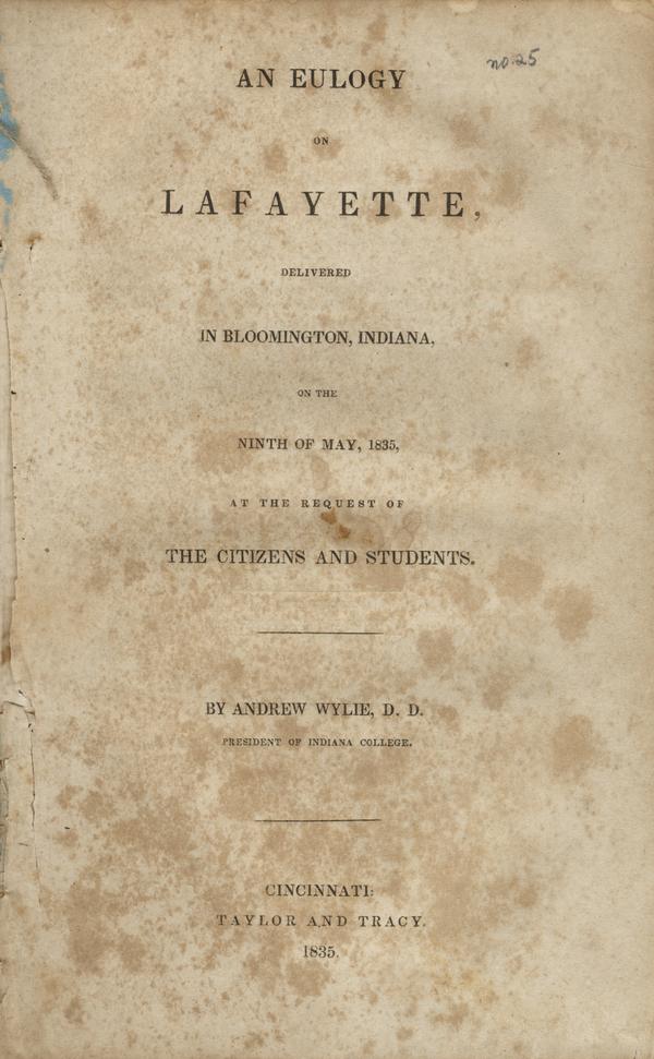 A Eulogy on Lafayette, 9 May 1835: Page 1 of 31