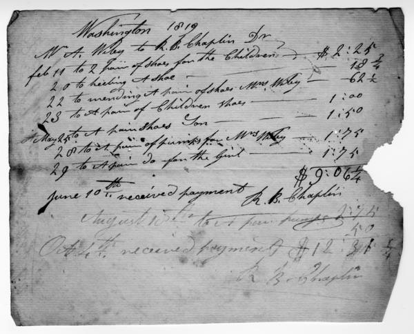 Bills and receipts, 1817-1821: Page 1 of 2