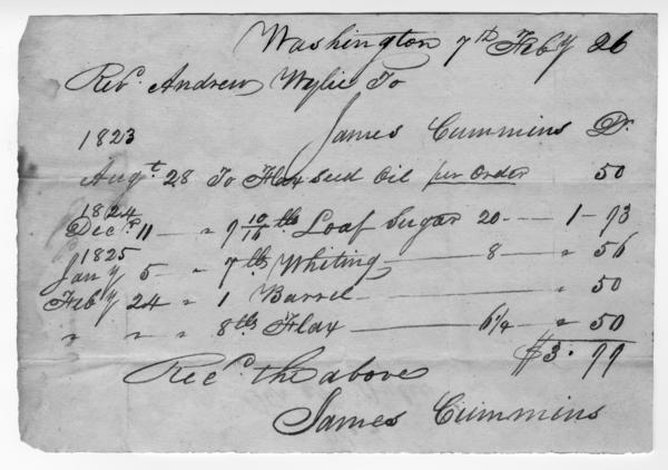 Bills and receipts, 1824-1827: Page 1 of 2