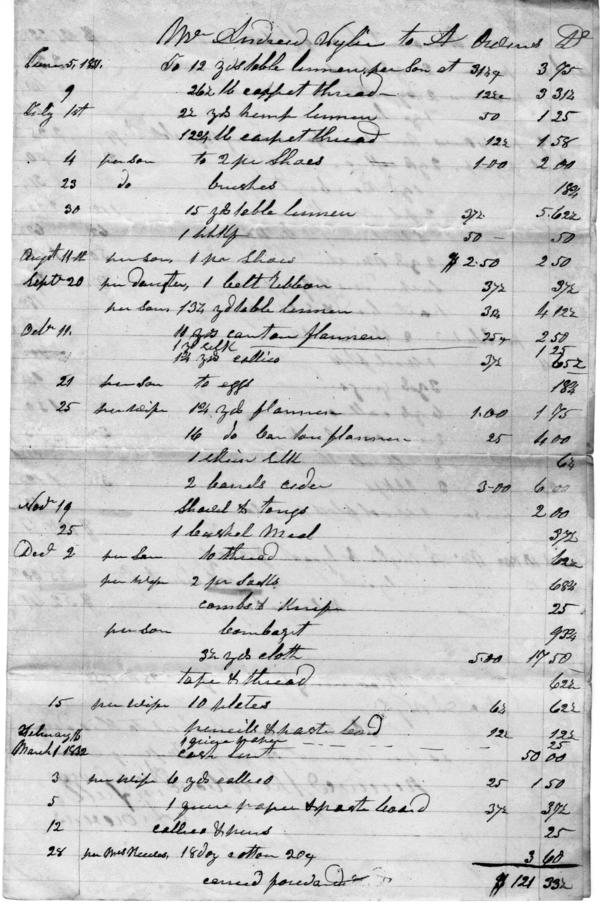 Bills and receipts, 1828-1835: Page 1 of 3