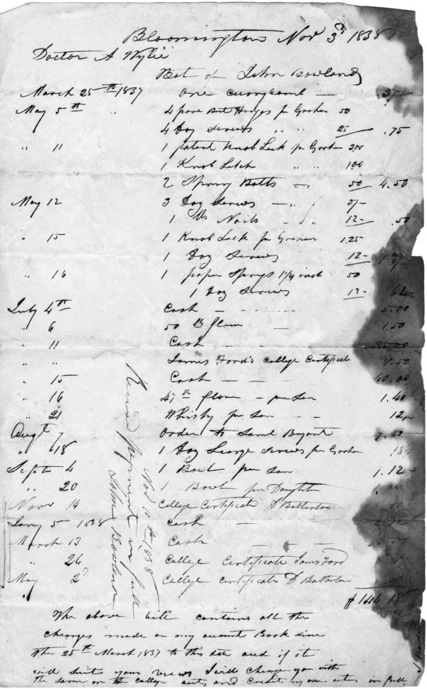 Bills and receipts, 1836-1846: Page 1 of 2