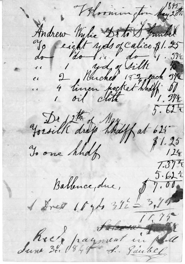 Bills and receipts, 1836-1846: Page 1 of 1