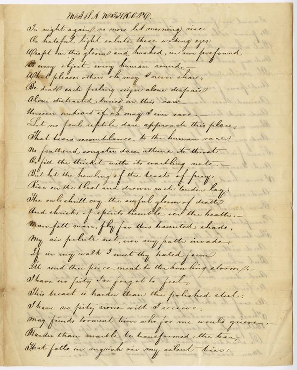 Poem for "Dr. Wylie" from West Point Cadet, Jason W. Metcalf, undated: Page 1 of 3