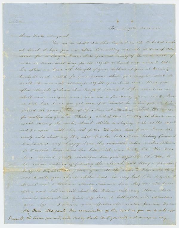 Andrew Wylie to Margaret Martin, 28 May 1850: Page 1 of 4
