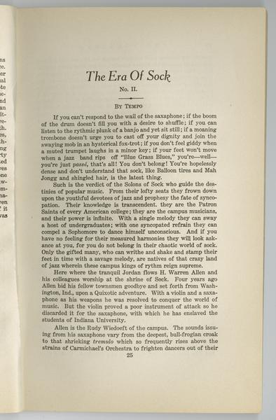 The vagabond.. No. 4-5, May/June 1924, "The Era of Sock No.II," By Tempo.: Page 1 of 3