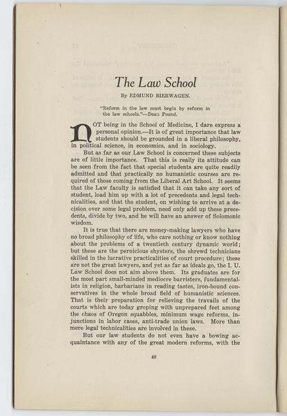 The vagabond.. No. 1, November 1925, "The Law School," Edmund Bierwagen.: Page 1 of 6