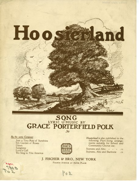 Polk, Grace Porterfield. Hoosierland. New York, NY: J. Fischer & Bro., 1920.: Page 1 of 6