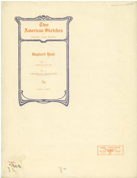 Yost, Gaylord. American rhapsody : op. 3. New York: Carl Fischer, 1910.: Page 1 of 8