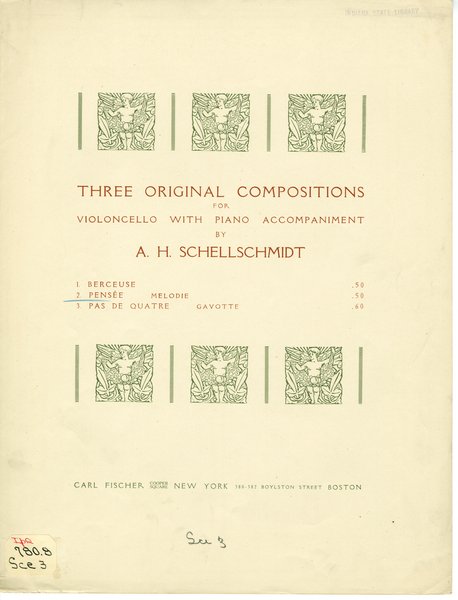 Schellschmidt, A. H. Pensee : melodie. New York: Carl Fischer, 1915.: Page 1 of 6