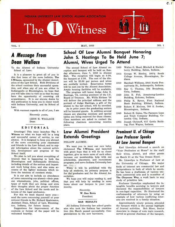 The I Witness, Vol. 1, No. 1: Page 1 of 6