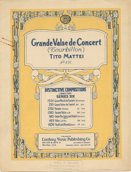 Mattei, Tito. Grande valse de concert. New York: Century Music Publishing Co.: Page 1 of 10