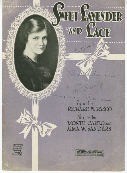 Sanders, Alma M., Carlo, Monte, Pasco, Richard W. Sweet lavender and lace. New York: Leo. Feist, Inc., 1919.: Page 1 of 4