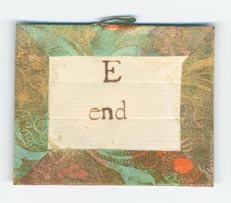 Set 4. A and. Set of 26 unnumbered alphabet/word cards with thread hangers. Each bordered and backed with brown, orange, and green Dutch paper. 26 items.: Page 9 of 52