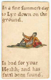 Set 17. As John with his rake. Set of 44 unnumbered lesson cards on secular subjects with related colored picture in center of card. Verso, plain. 44 items.: Page 43 of 88