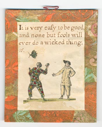Set 23. There is but one God and he is great. Set of lesson cards, Nos. 1-37, of religious and moral sayings. Arabic numbering only. Hand-colored pictures below sayings. Each with brown, orange, and green Dutch paper borders and verso, string hangers.: Page 29 of 74
